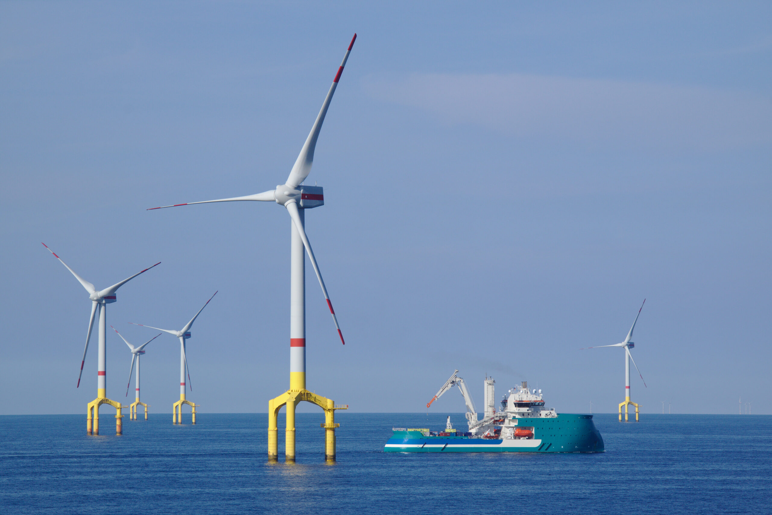 offshore wind turbines farm in the north sea